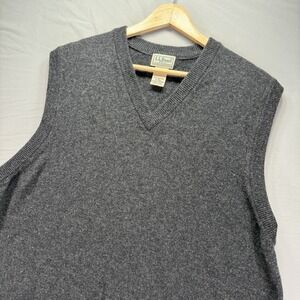 LL Bean Sweater Vest Mens XL Tall XLT Gray Lambswool Charcoal Golf Preppy